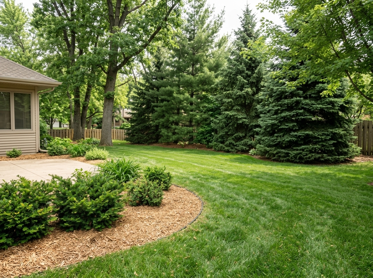 Clean lawn border and maintained tree line after outdoor property care