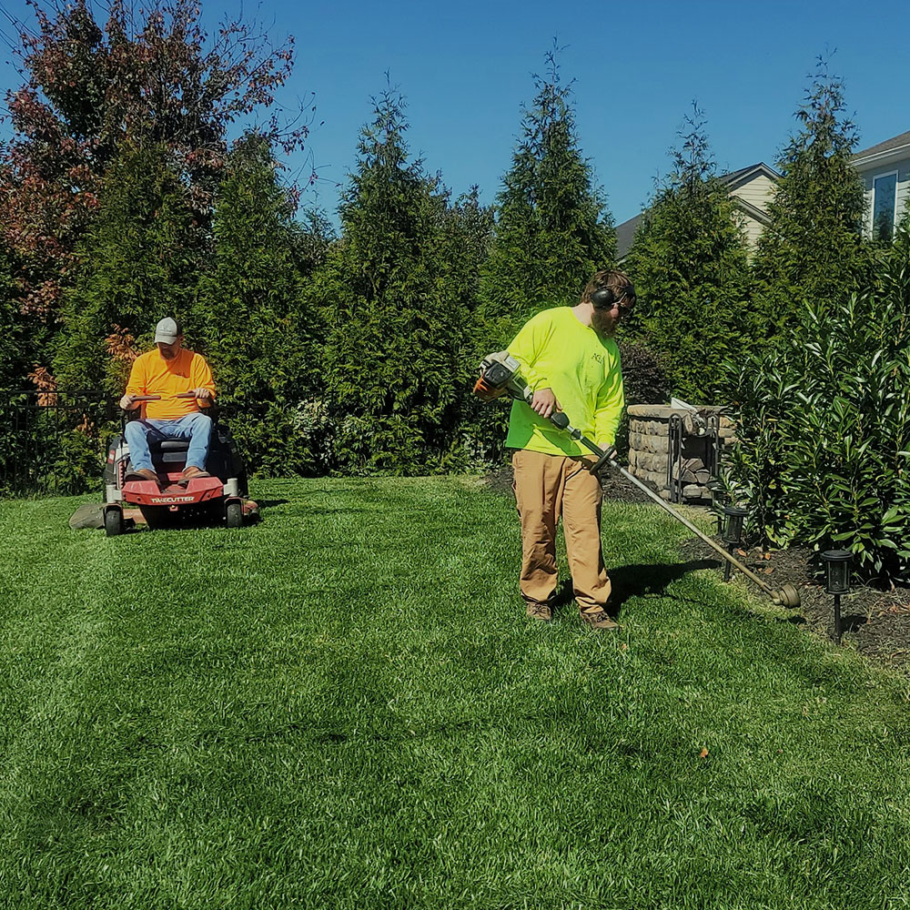 Lawn care work on a residential property